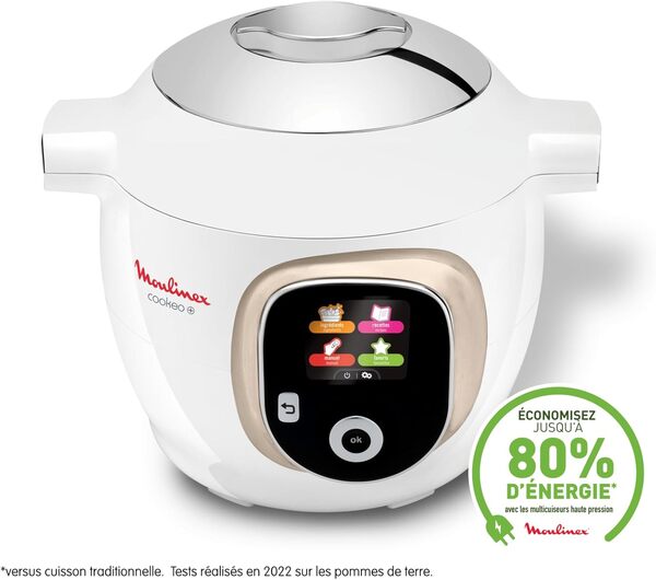 Moulinex Lot Multicuiseur intelligent Cookeo, Cuisson haute pression, 150 recettes intégrées plus Couvercle Extra Crisp pour frire sans huile plus Housse de transport