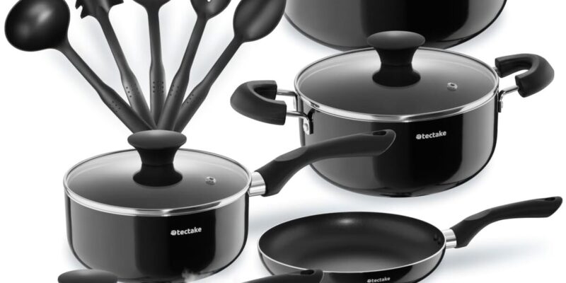 Test du set de casseroles & poêles tectake en aluminium inox anti-adhésif